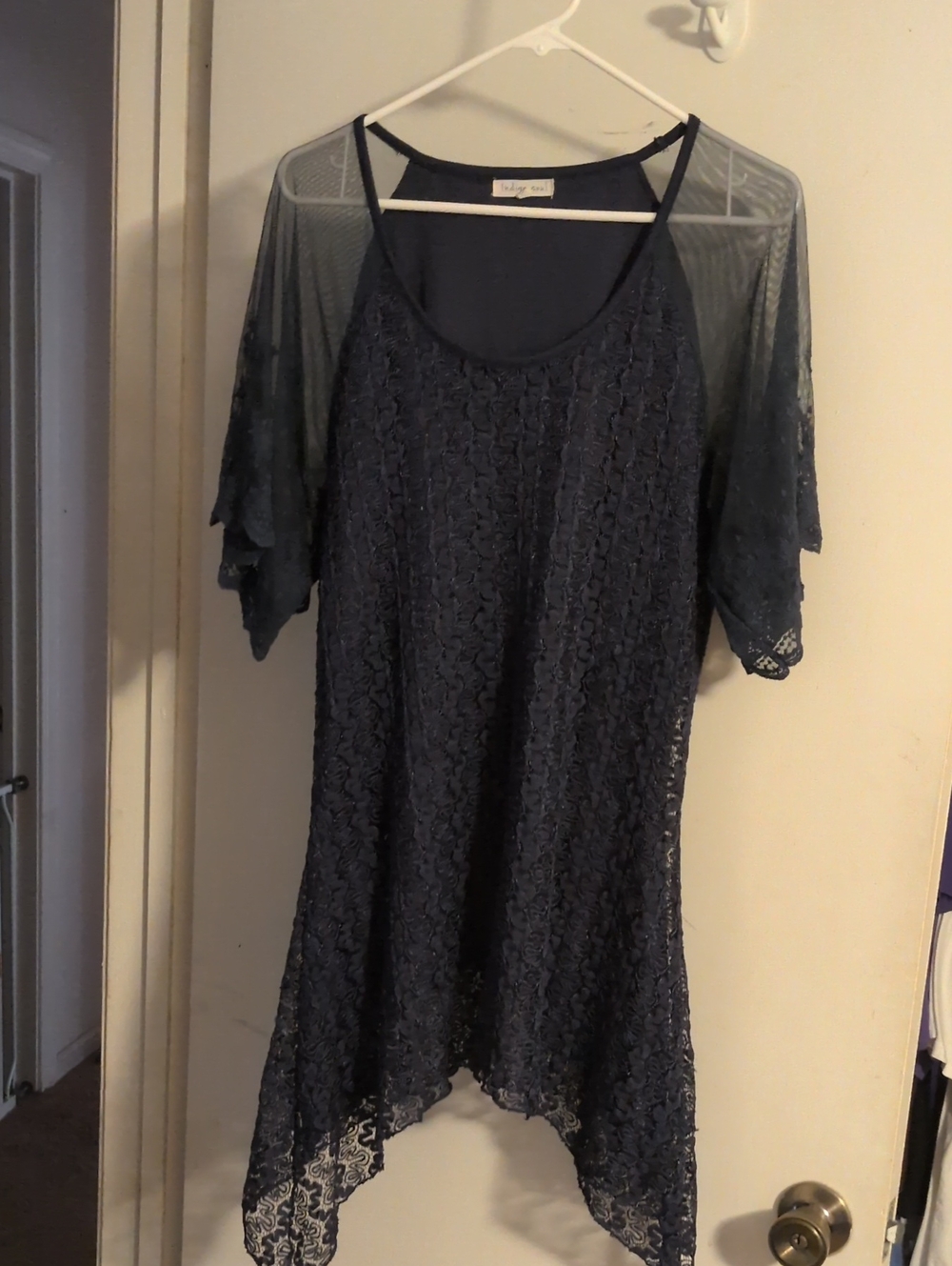 Lace Scoop Neck Tunic in Navy by Indigo Soul